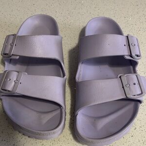 Birkenstock Lavender Double-Buckle Slide Sandals